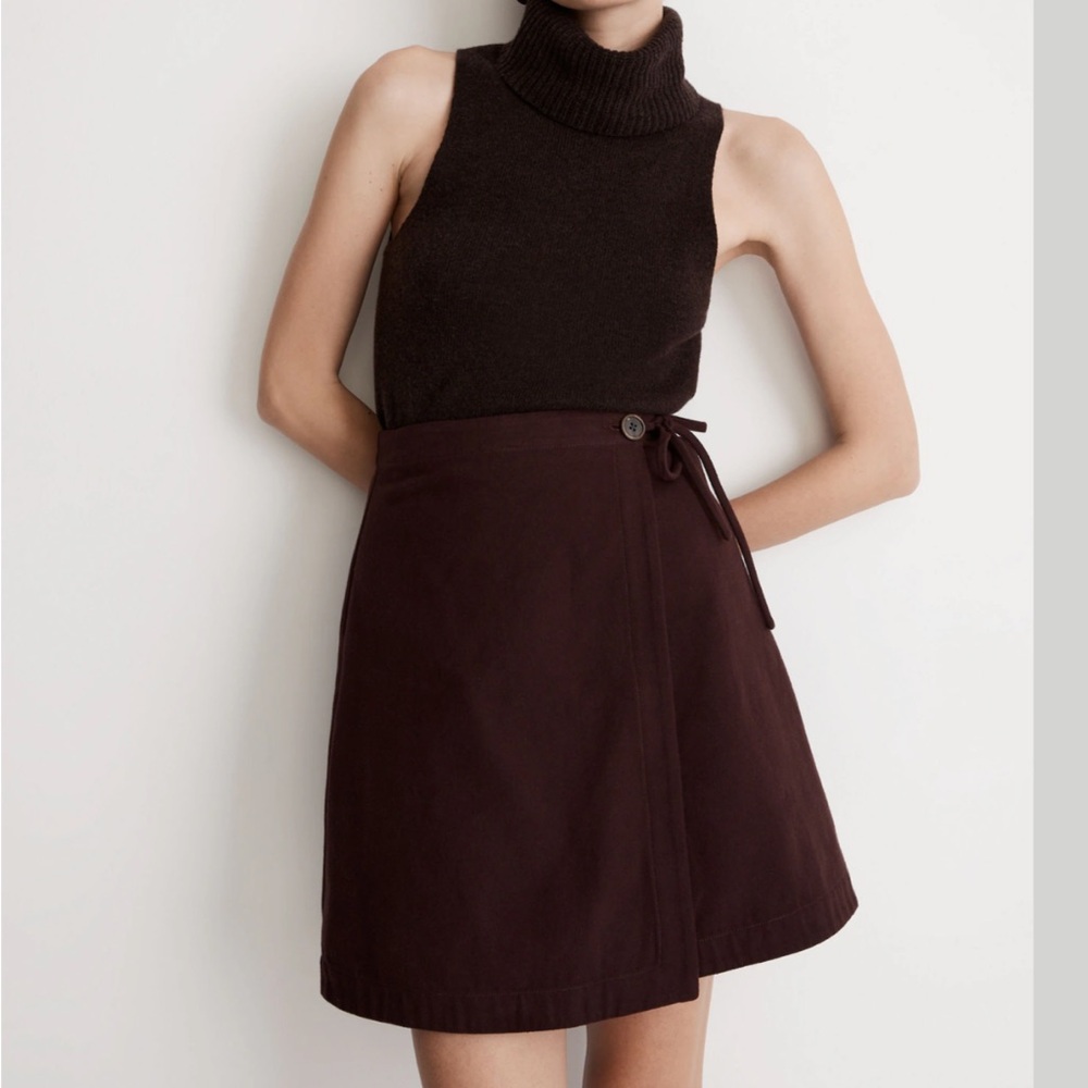 Madewell Brown Wrap Mini Skirt